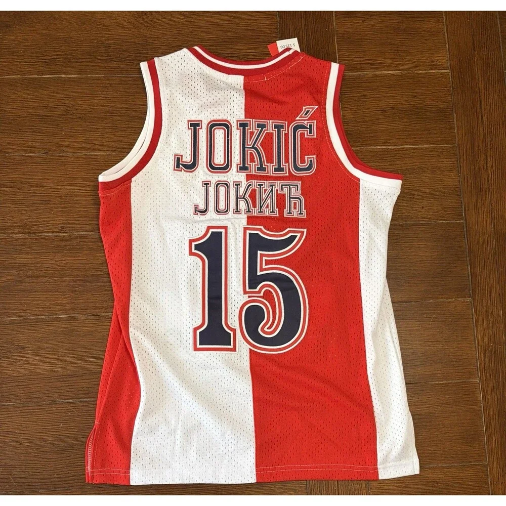 Nikola Jokic Headgear Classic Basketball Jerseys Serbia Red & White Men Sz S NWT